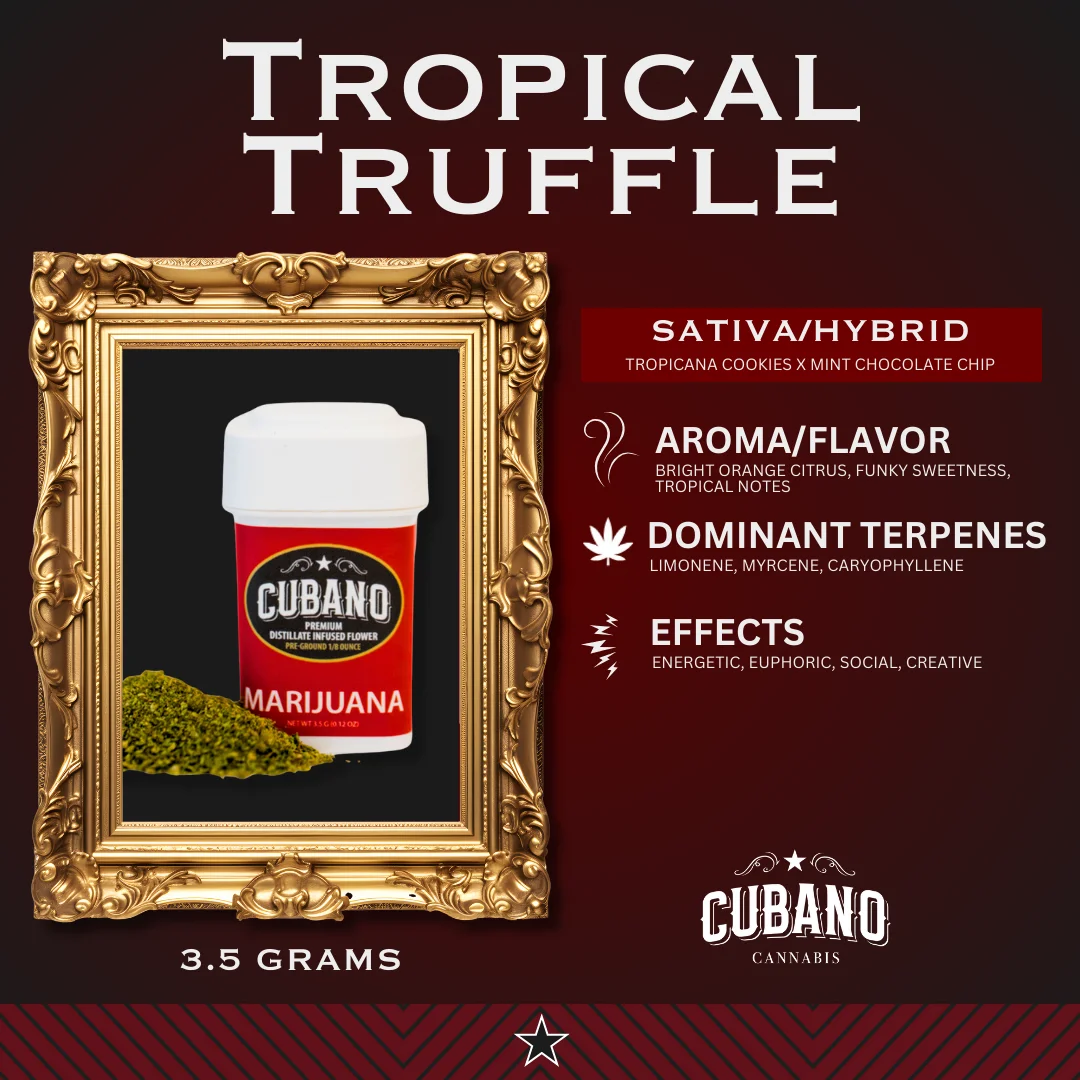 3.5g Tropical Truffle Pre-ground Distillate Infused Flower