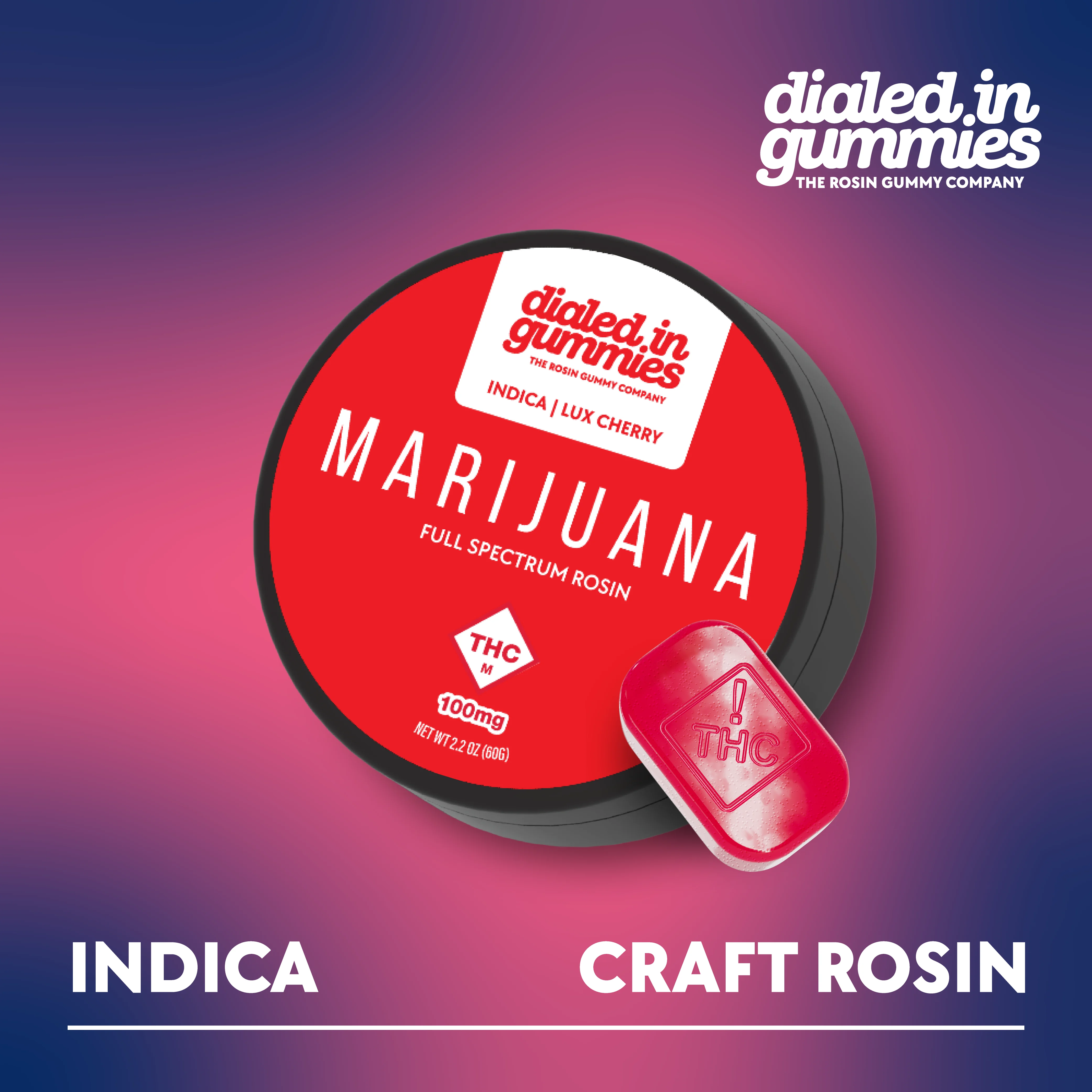 DIALED IN GUMMIES 100mg Lux Cherry Rosin Gummies | Premium