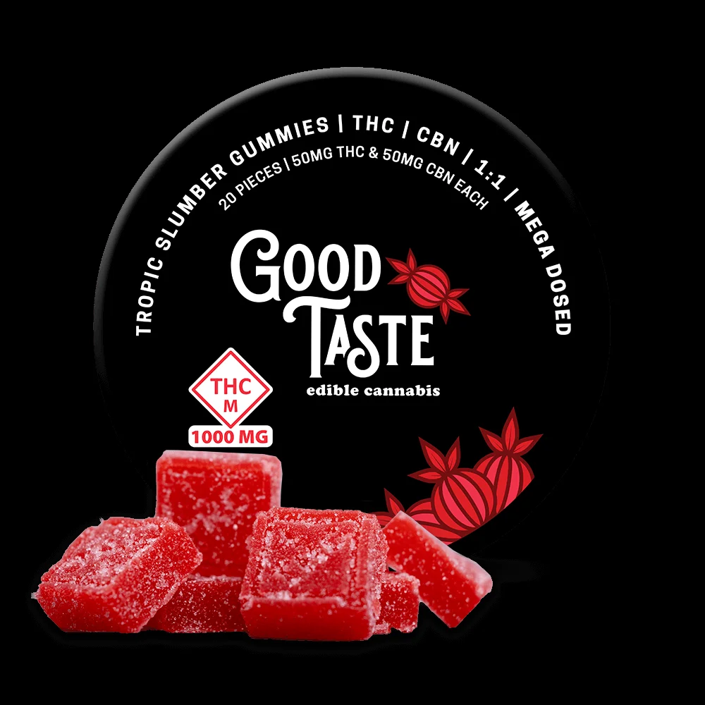 GOOD TASTE 1000mg Tropic Slumber 1:1 (thc:cbn) Gummies | Premium