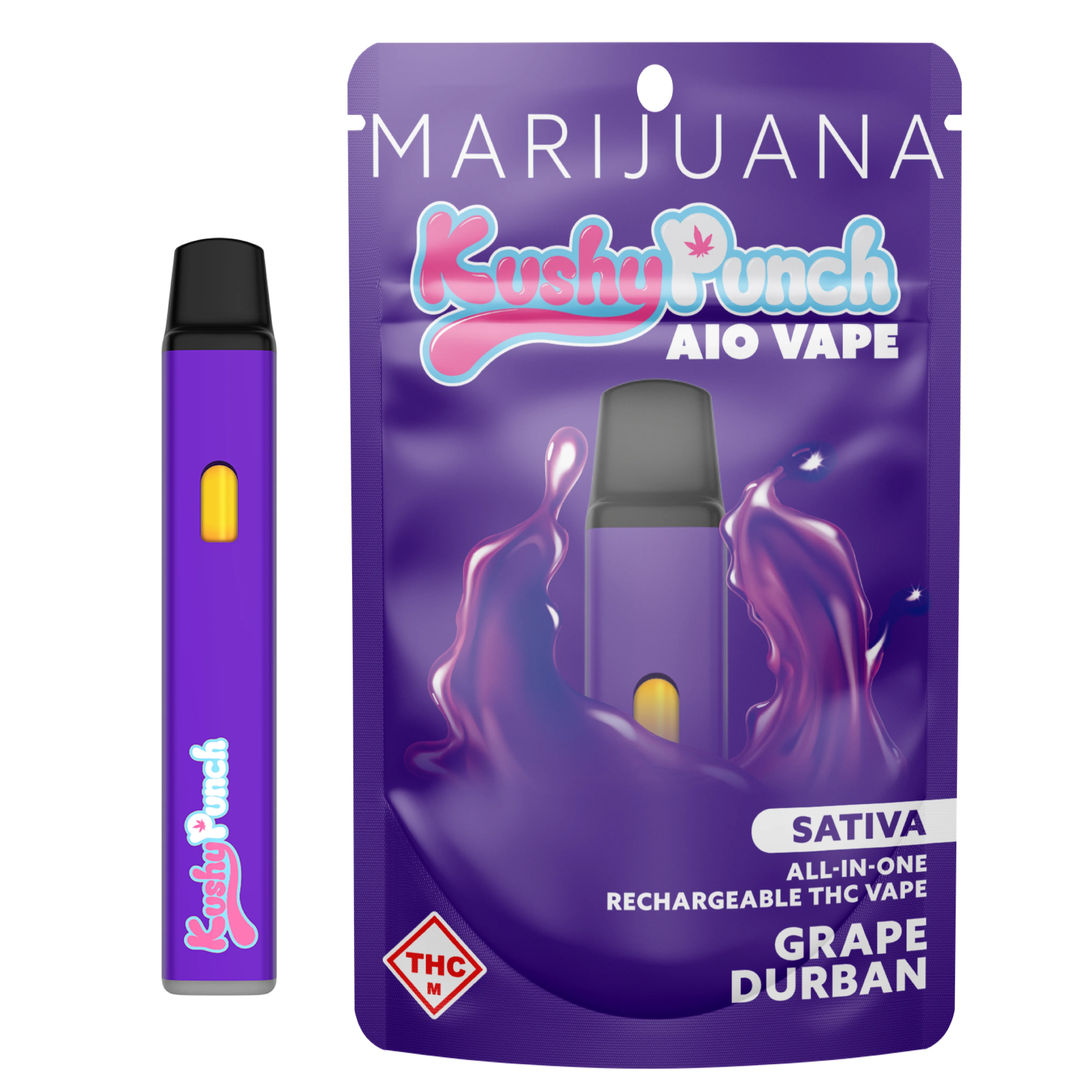 disposable vape cigarette KUSHY PUNCH 1g Grape Durban Disposable Vape