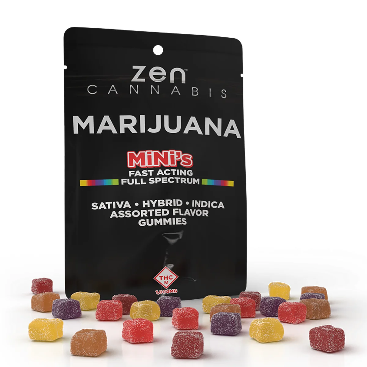 ZEN CANNABIS 1000mg Sativa:hybrid:indica Assorted Flavor Gummies