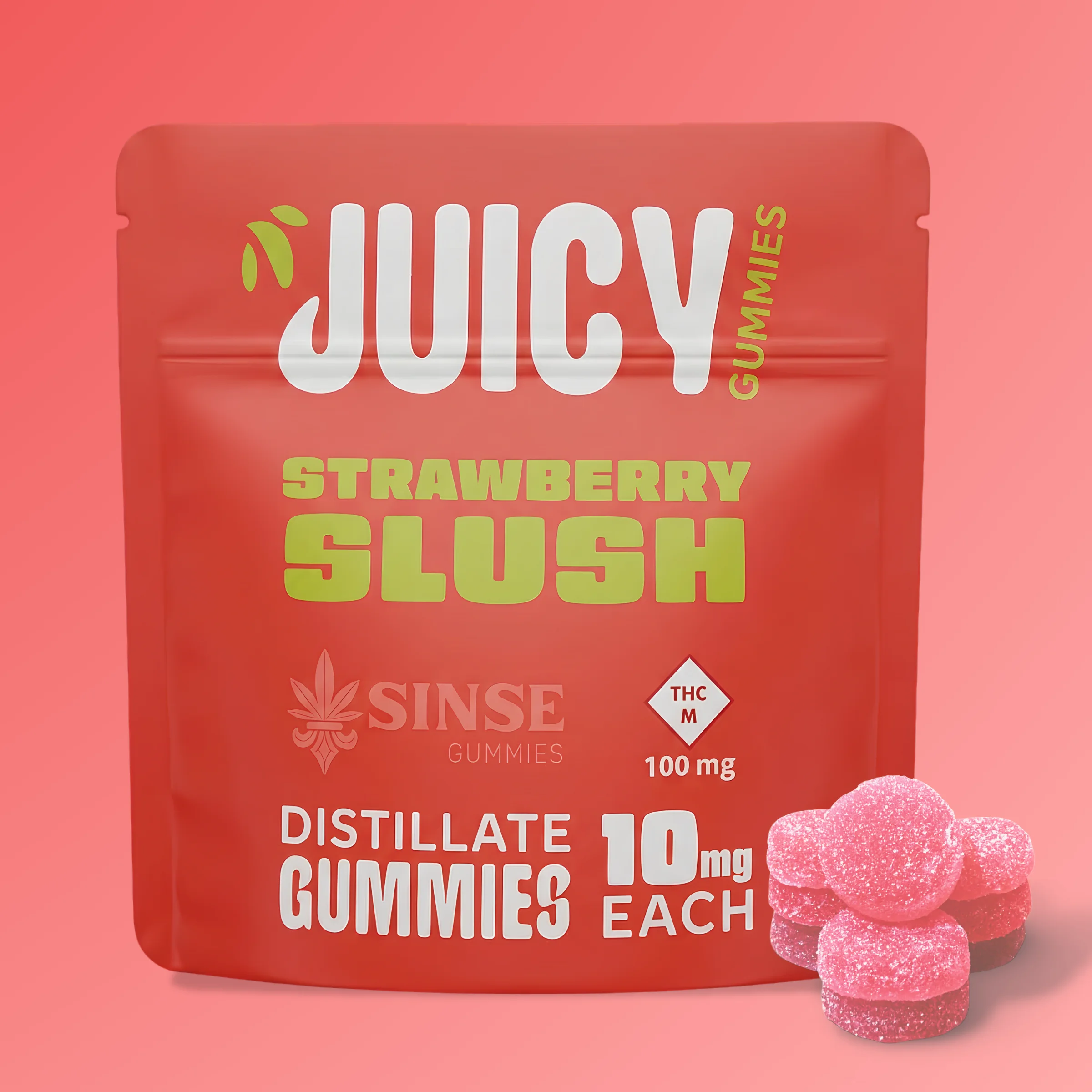 SINSE CANNABIS 100mg Strawberry Slush Juicy Gummies | Premium