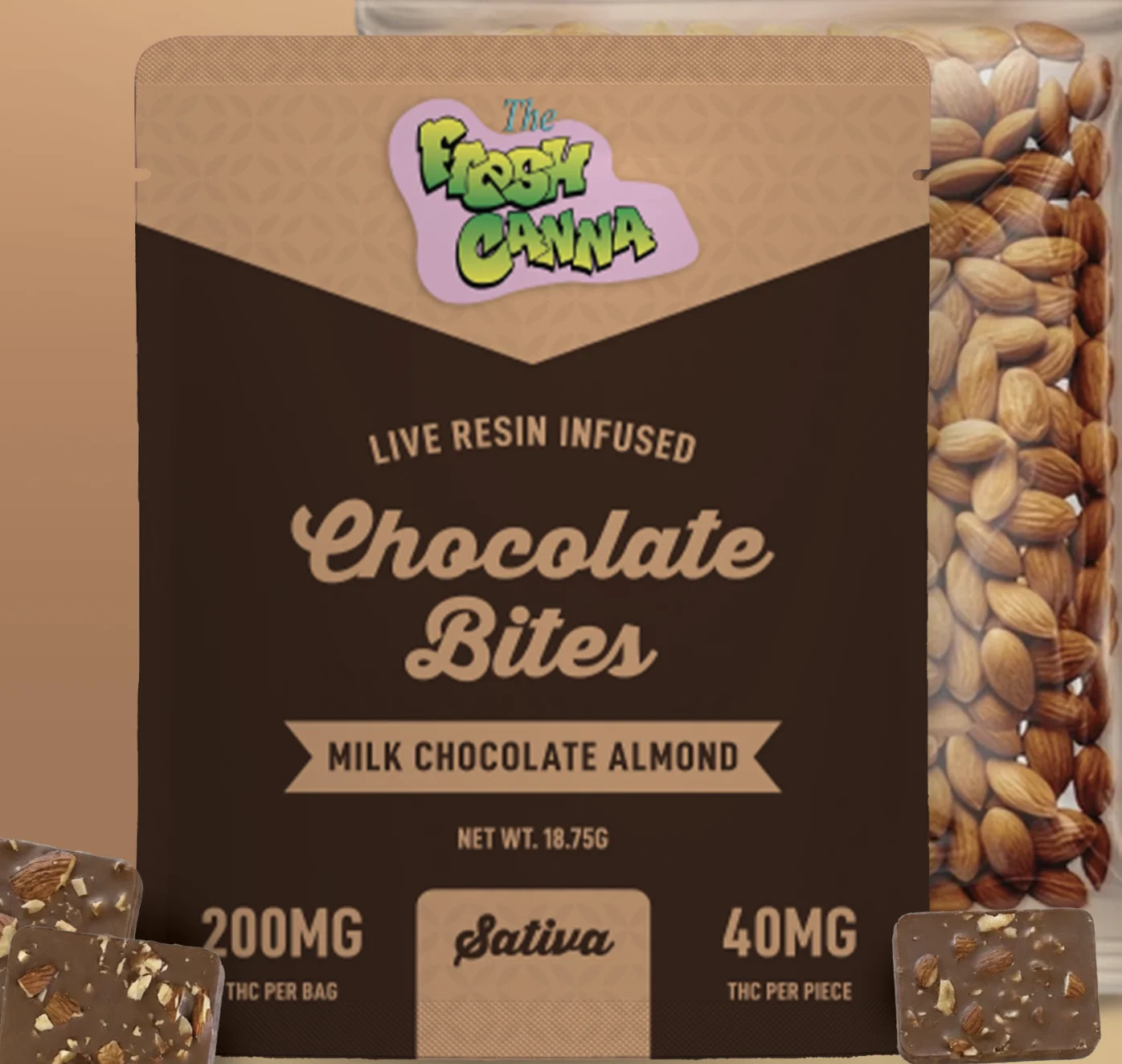 Almond Chocolate Bites 200mg 