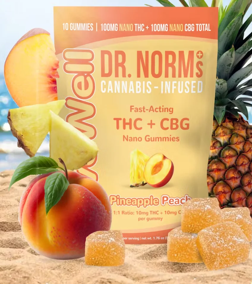 Pineapple Peach Livewell Gummies 1:1 Thc/cbg 100mg 10 Pack