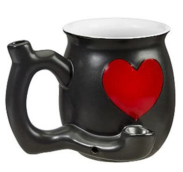 Red Heart Mug 11oz W/smokable Pipe