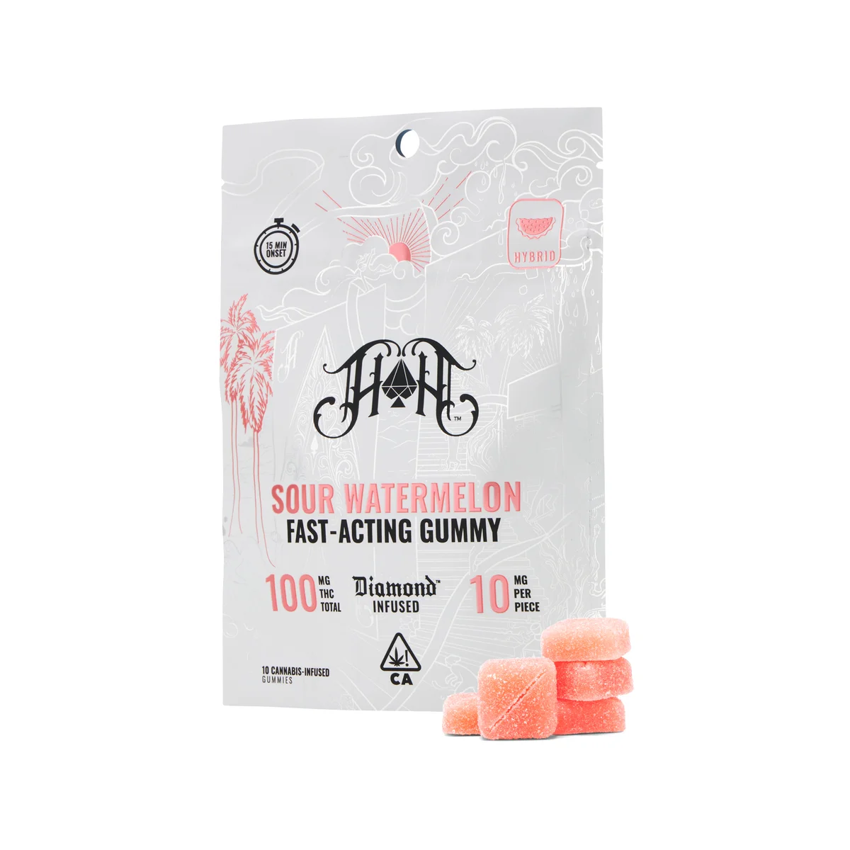 Sour Watermelon Fast Acting Gummies 100mg