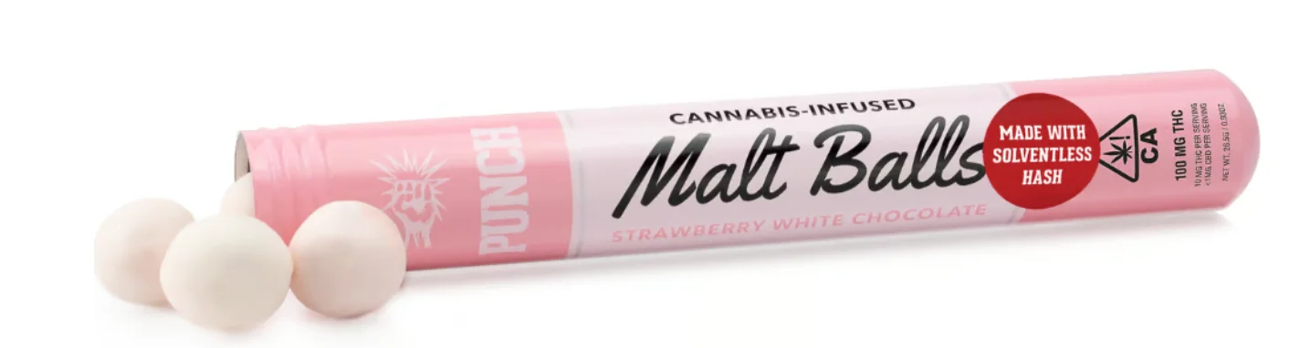 Strawberry White Chocolate Malt Balls 100mg 10pk