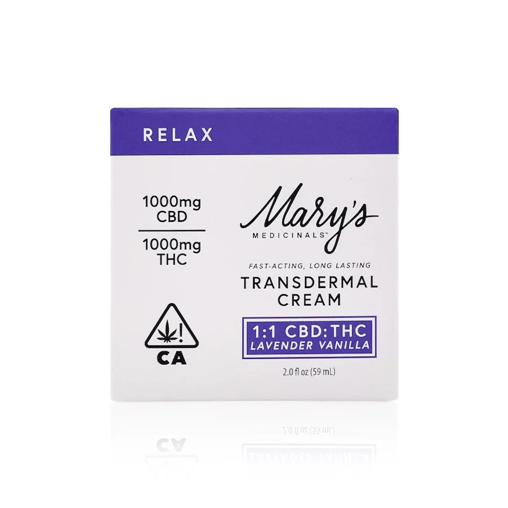 Lavender Vanilla Relax Cream - 2oz - (1000mg Cbd: 1000mg Thc) 